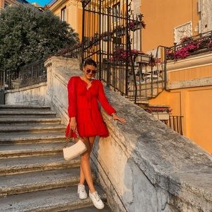 Red mini dress